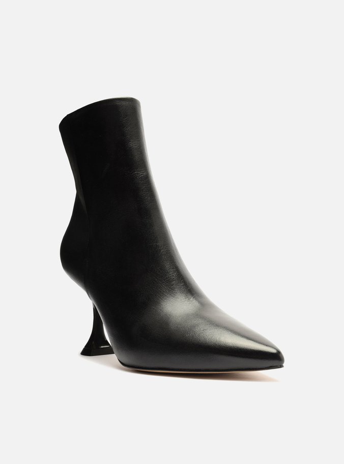 Bota Preta Couro Cano Curto Salto Taça