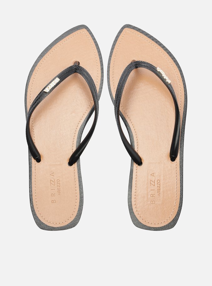 Chinelo de Dedo Preto Bico Folha Brizza