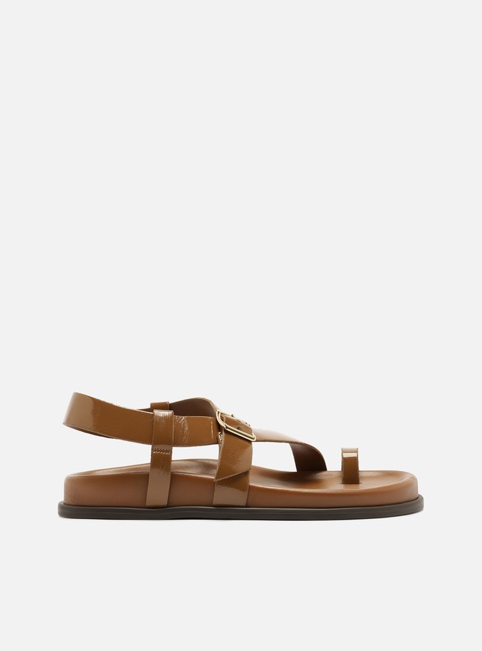 Sandália Papete Marrom Tira Dedeira