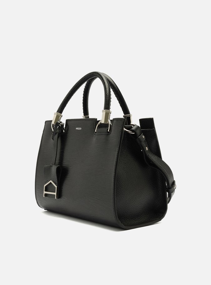 Bolsa Tote Preta Couro Abraccio Média