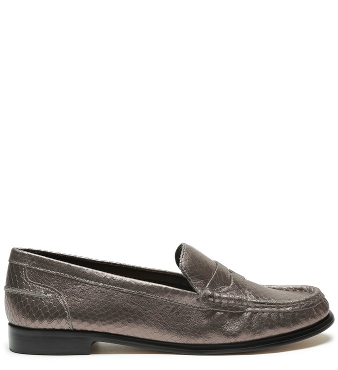 Mocassim Snake Bico Redondo Tira Metal Grafite