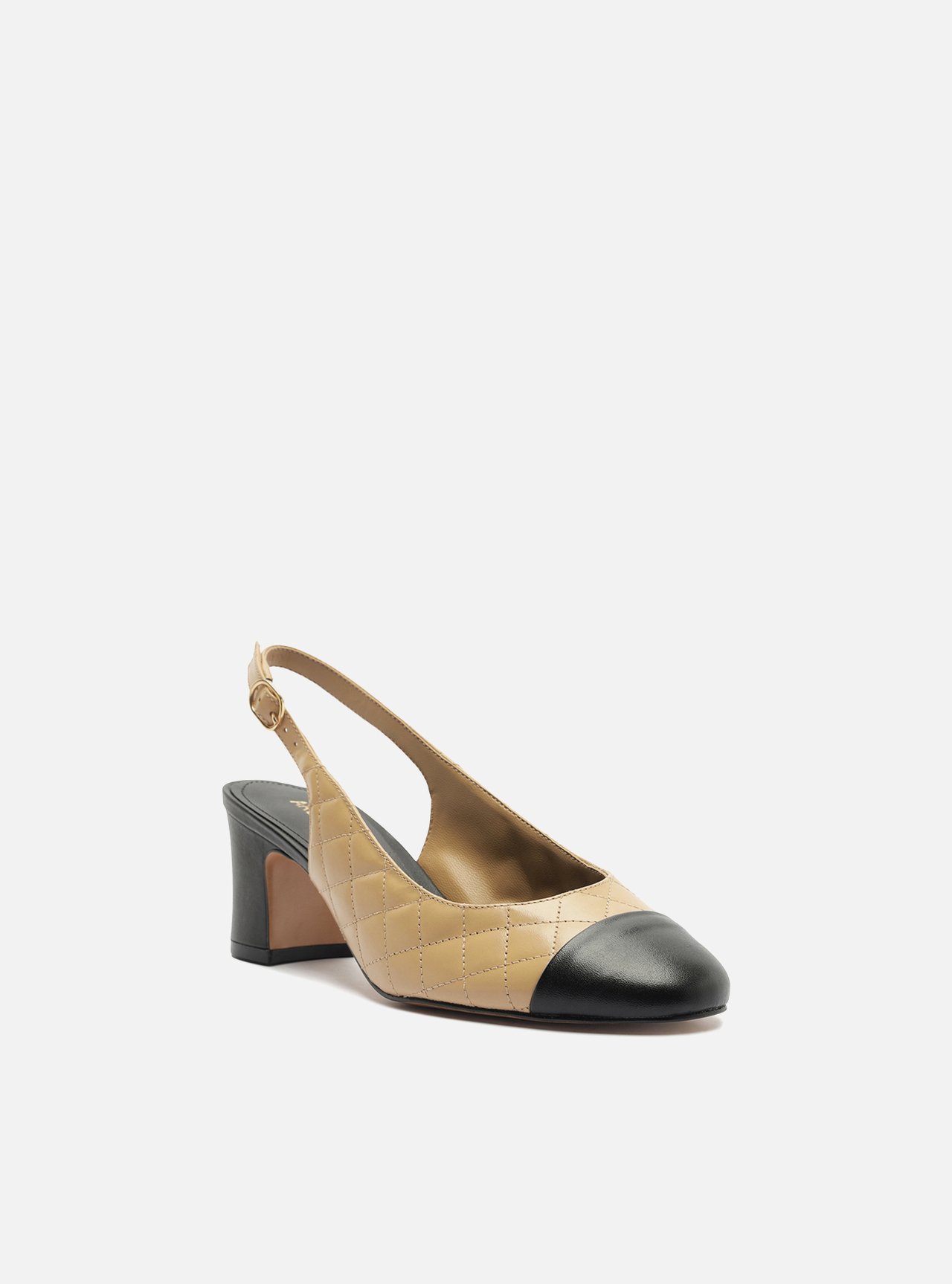 Scarpin Multineutro Couro Salto Bloco Fivela Slingback — foto 2
