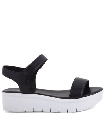 Flatform Solado-Branco Couro Preto