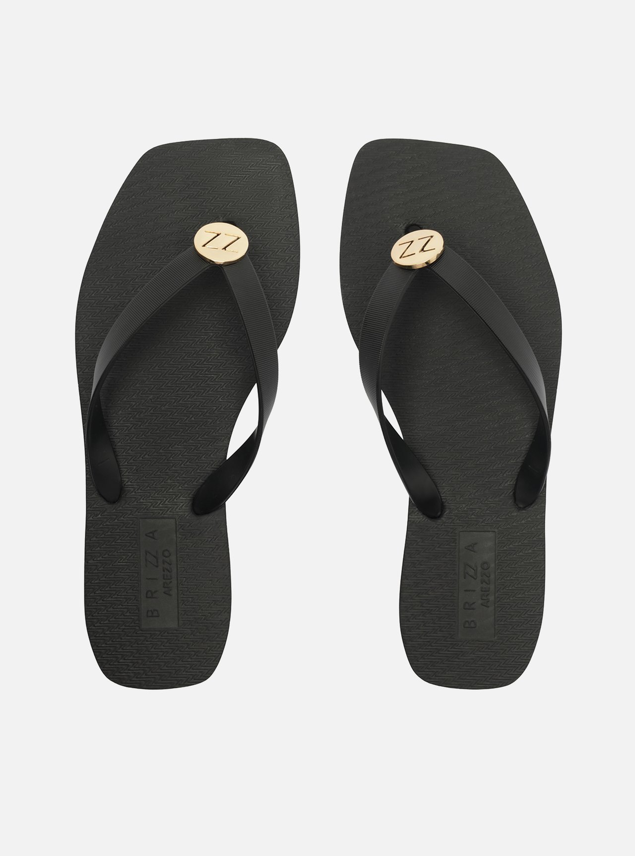 Chinelo Preto Essential Metal ZZ Bico Quadrado — foto 1