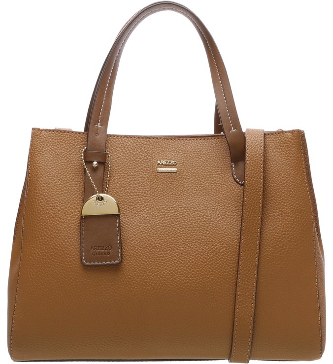 Bolsa Tote Agnes Média Natural Tan e Imbuia