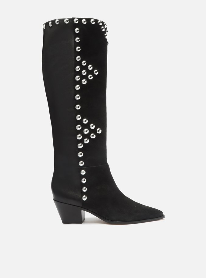 Bota cano hot sale longo camurça preta