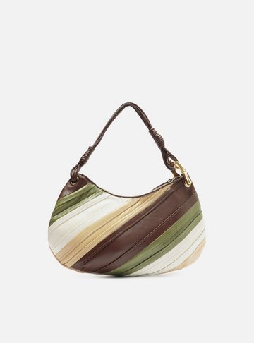 Bolsa Tiracolo Verde Mix Couro Média Costuras