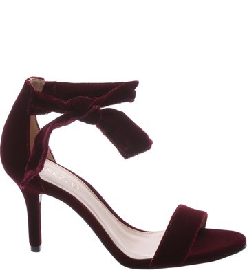 Sandália Lace-up Veludo Vinho