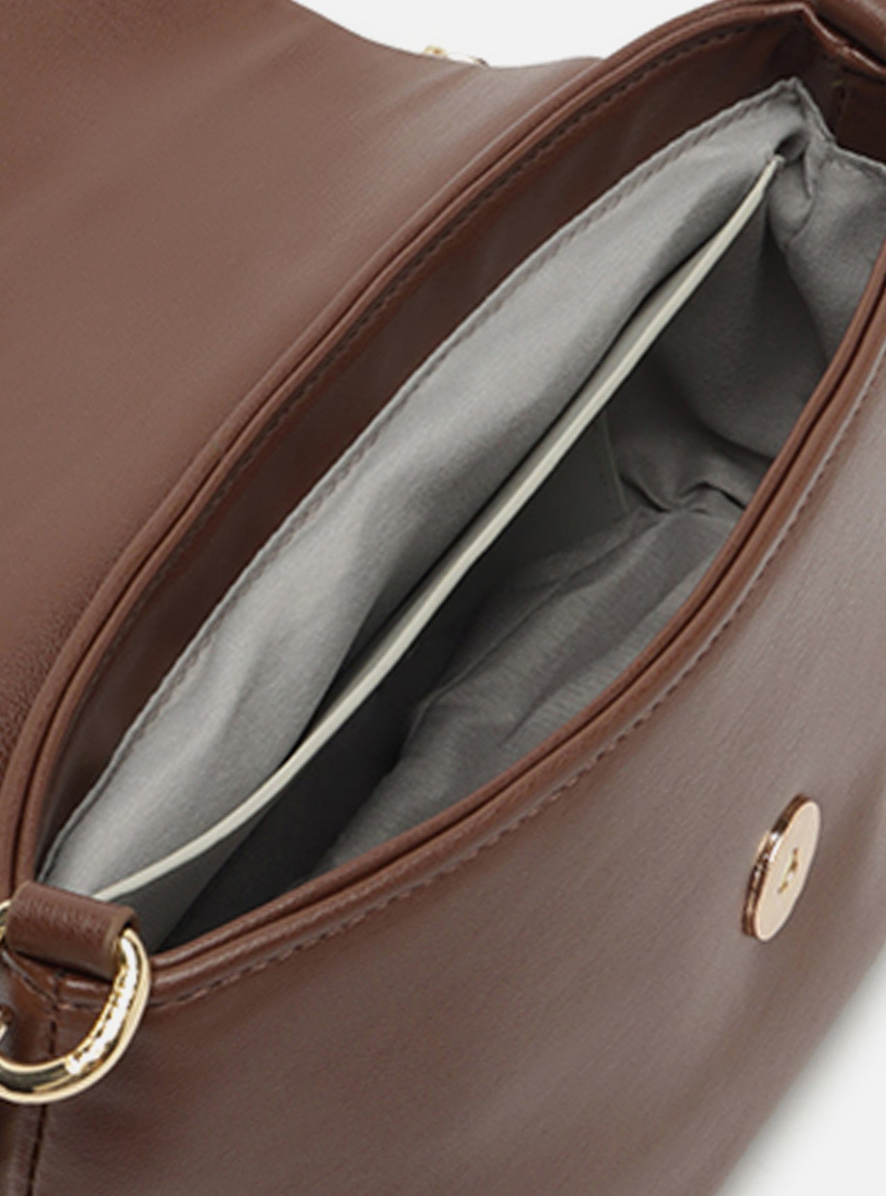 Bolsa Tiracolo Marrom Pequena Alça Corrente — foto 4