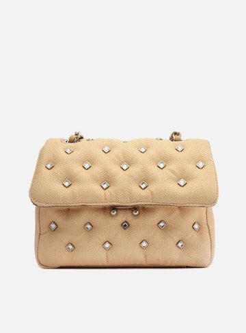 Bolsa Tiracolo Bege Mizz Média Pedrarias