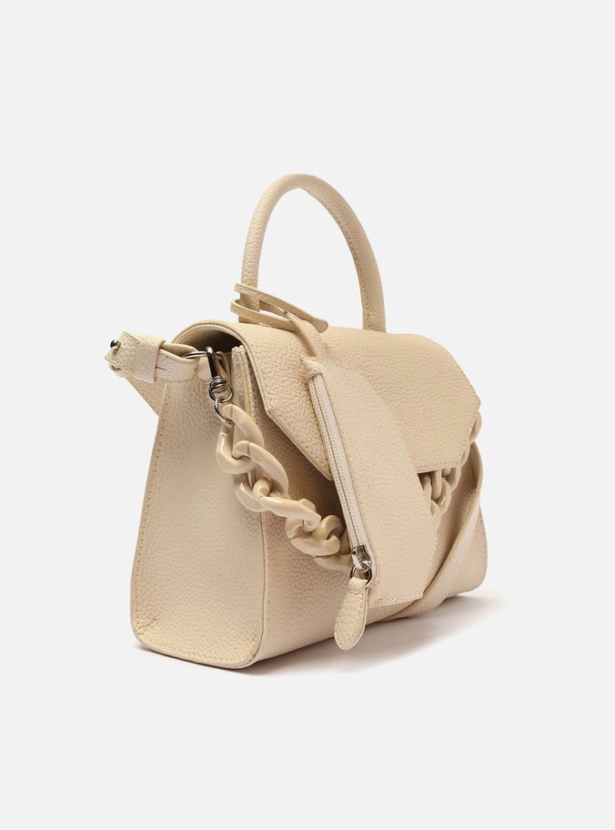 Bolsa Satchel Off-White Iara Média Monocolor
