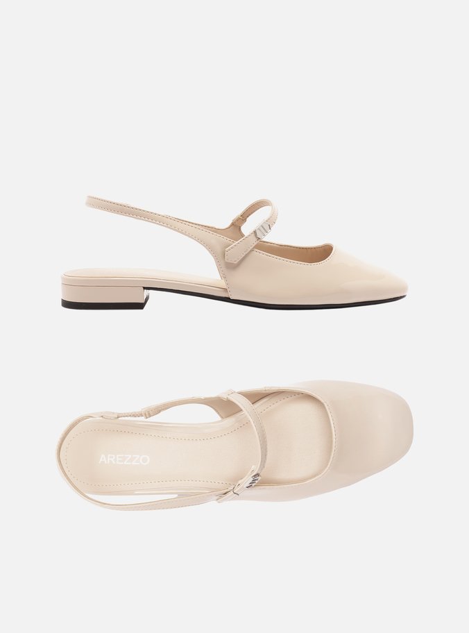 Sapatilha Boneca Branca Verniz Slingback