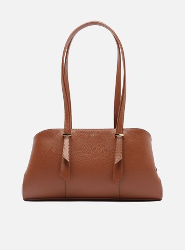 Bolsa Shoulder Marrom Texturizada Grande Alças Duplas