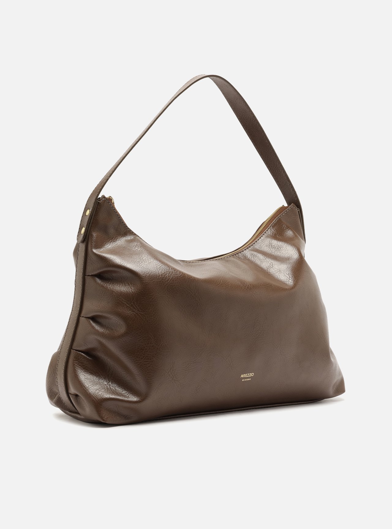 Bolsa Hobo Marrom Grande Franzida — foto 5
