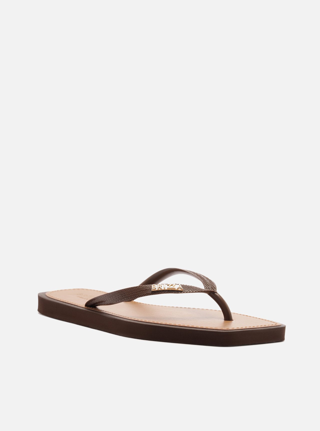Chinelo de Dedo Marrom Flatform Metais Brizza — foto 2