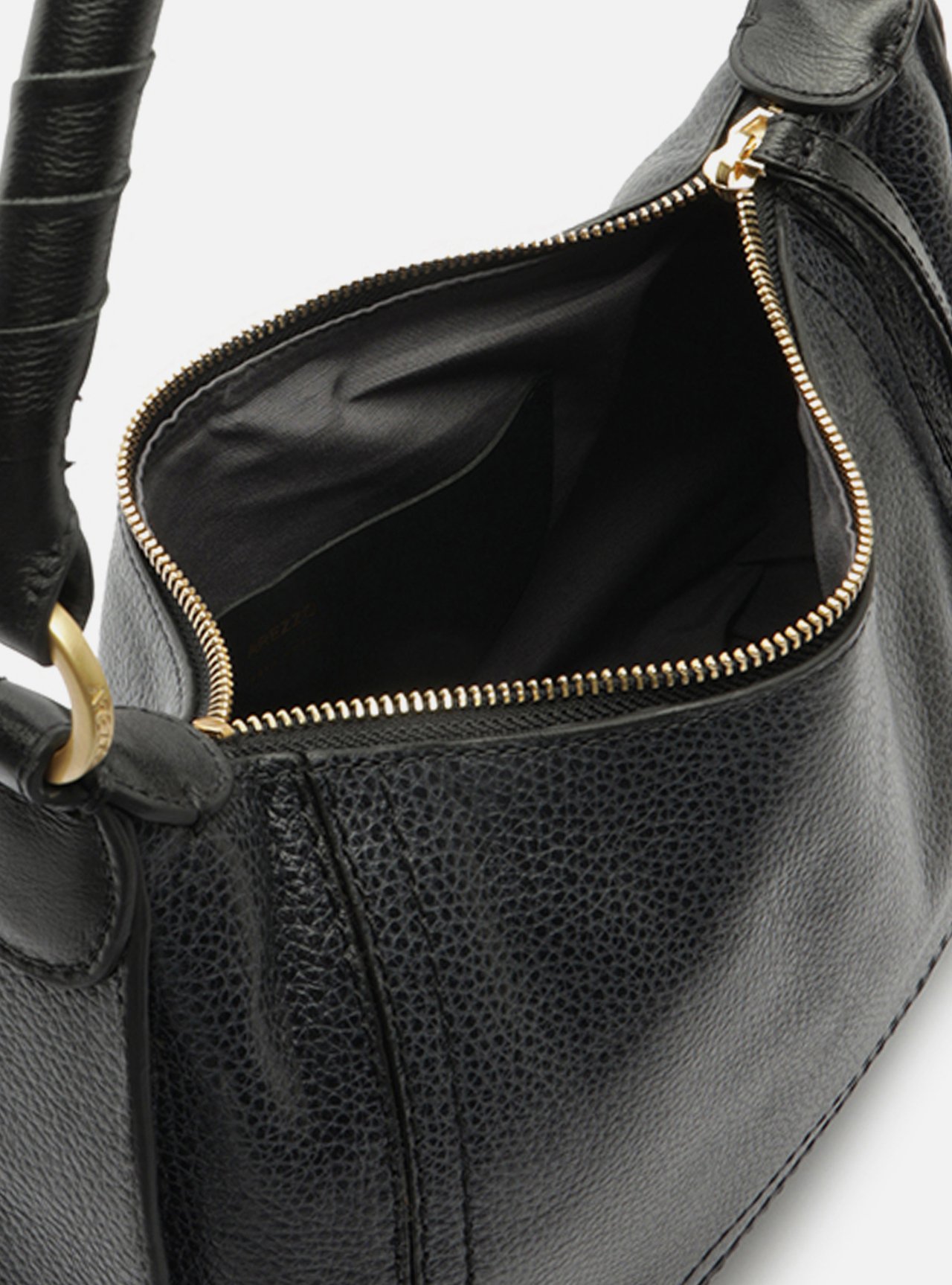 Bolsa Hobo Preta Couro Média Alça Trançada — foto 4