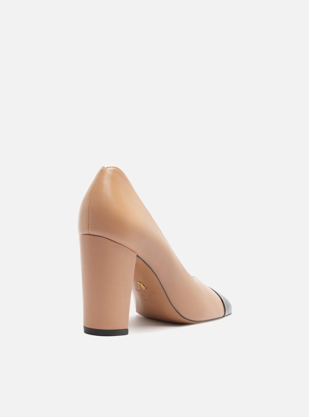 Scarpin Nude Multimaterial Salto Bloco — foto 3