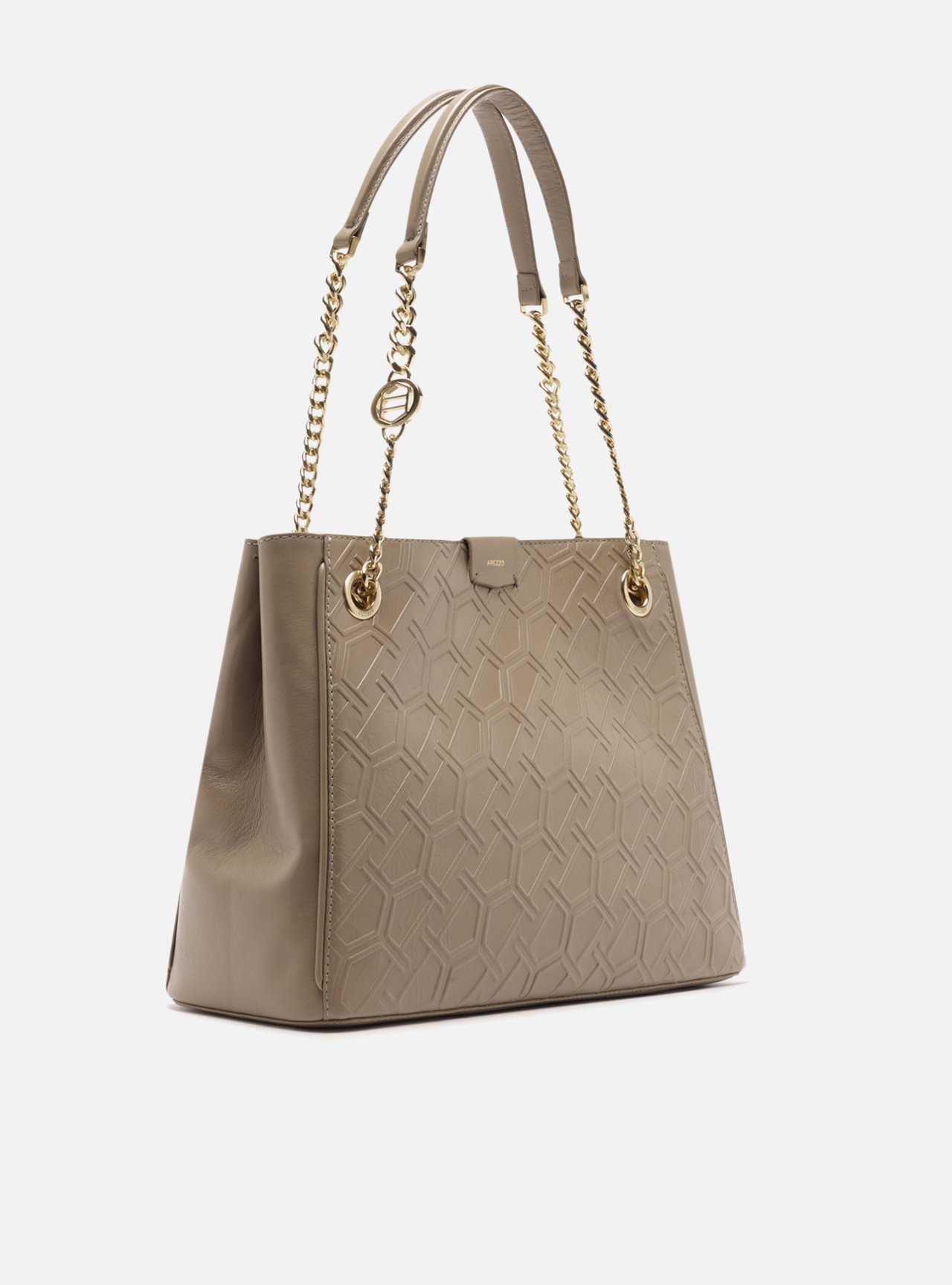 Bolsa Shopping Cinza Couro Grande Corrente — foto 5