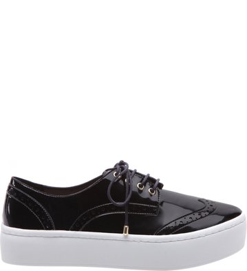 Tênis Oxford Sola Alta Verniz Preto