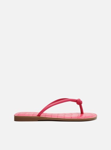 Rasteira Rosa Croco Bico Quadrado