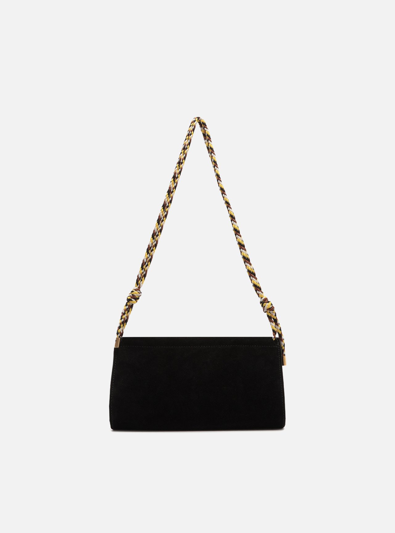 Bolsa Clutch Preta Camurça Pequena Cordão — foto 3