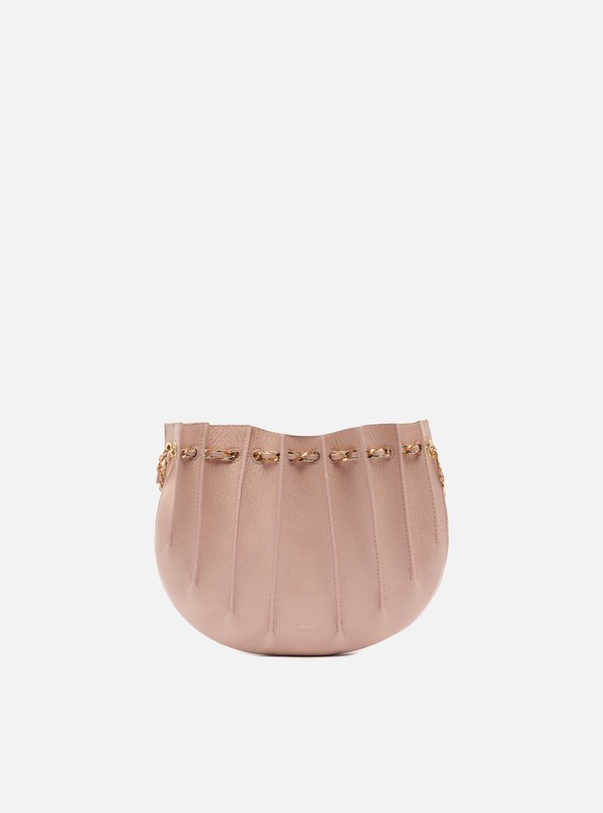 Bolsa Tiracolo Pequena Couro Rosa Corrente