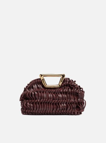 Bolsa Tiracolo Vinho Couro Média Alça Metal