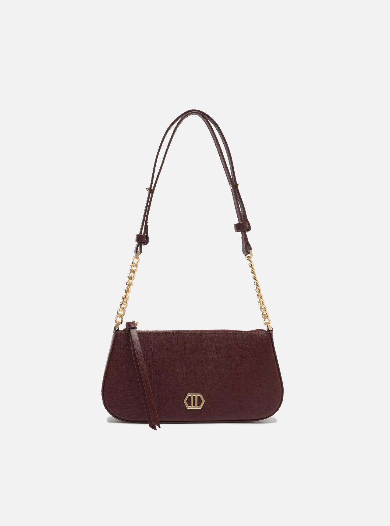 Bolsa Tiracolo Bordô Couro Pequena Corrente