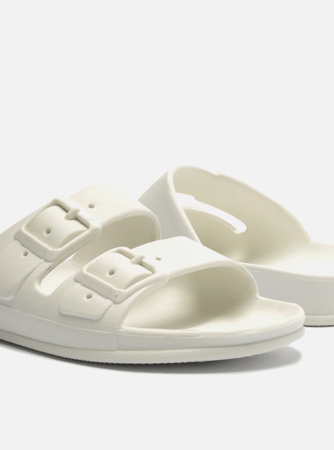Chinelo Slide Branco Fivelas Brizza
