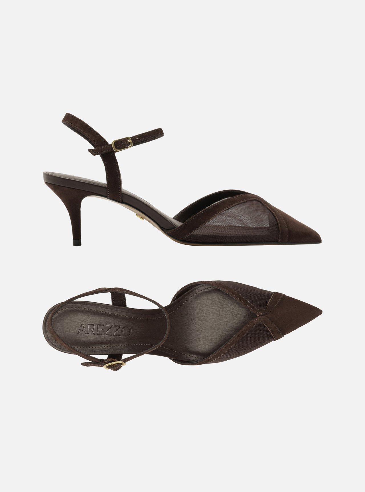 Scarpin Marrom Slingback Salto Fino Fivela — foto 5