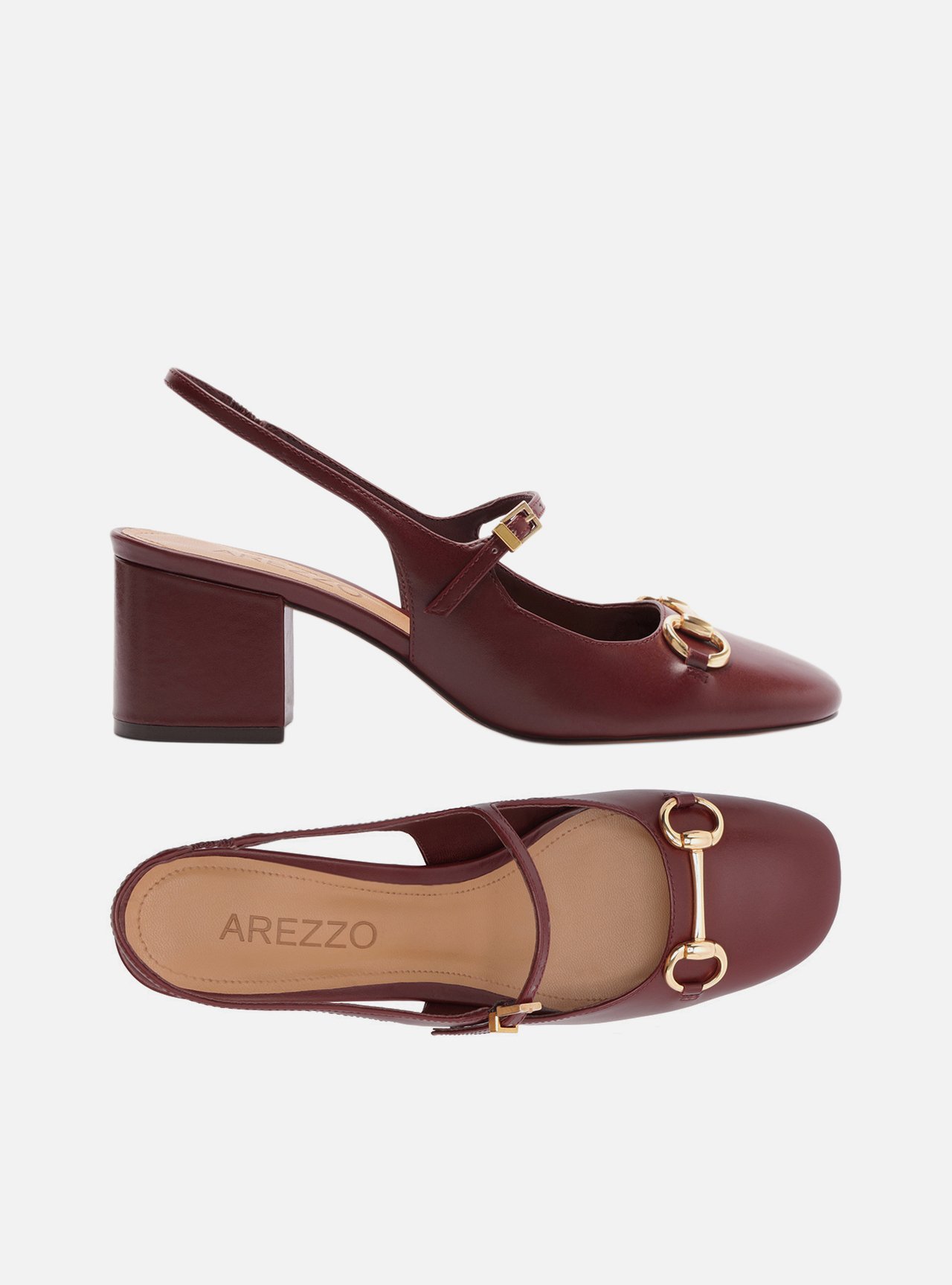 Scarpin Vermelha Couro Salto Bloco Bridão Slingback — foto 6