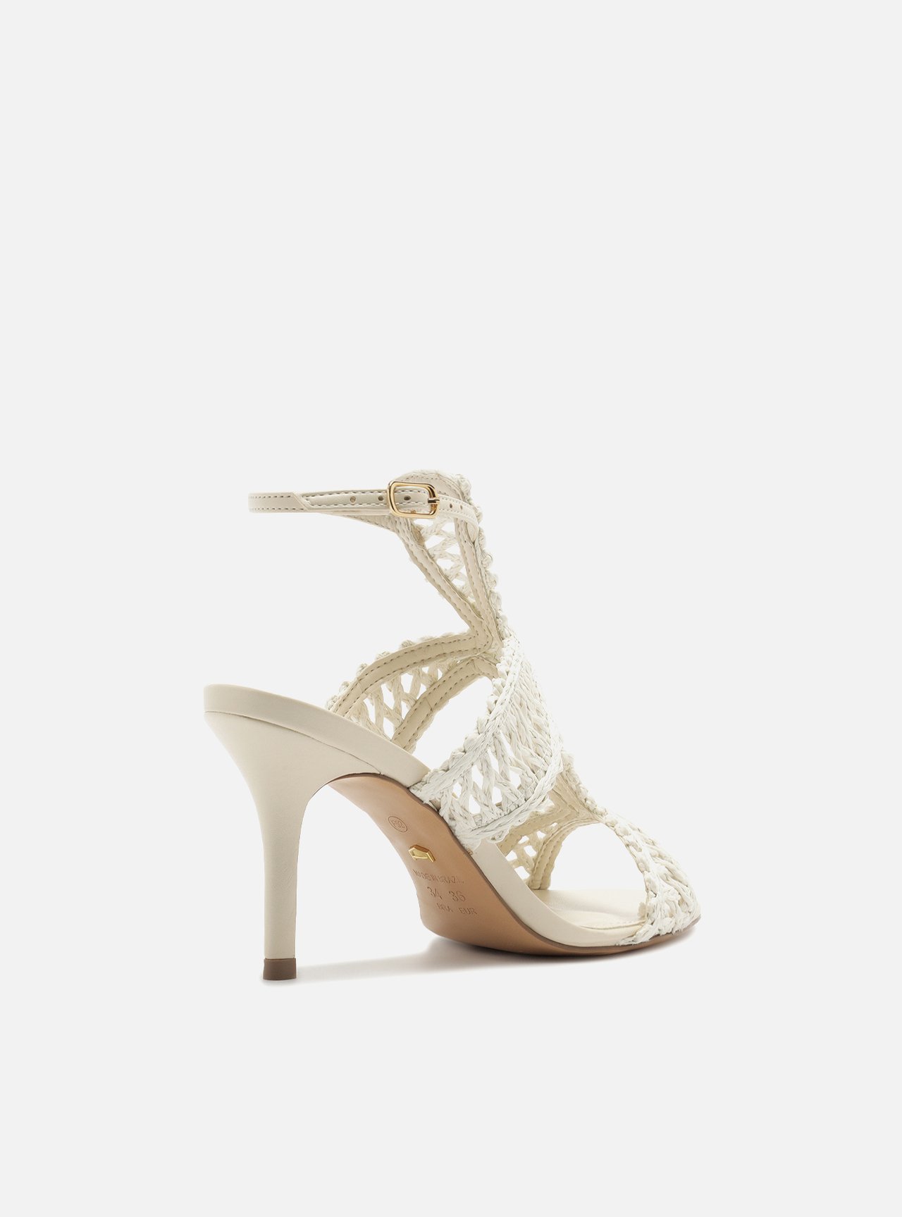 Sandália Off-White Salto Fino Tiras Bordadas — foto 3