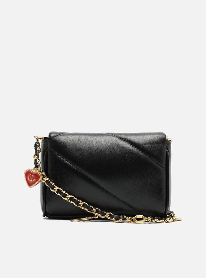 Mini Bag Tiracolo Preta Couro Pingentes