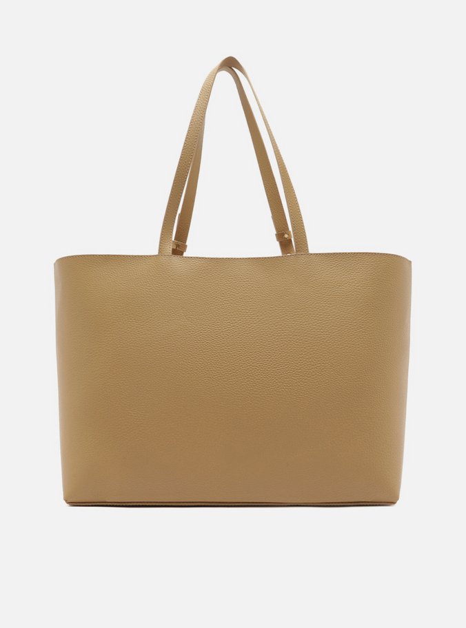 Bolsa Shopping Bege Grande Charm Metal