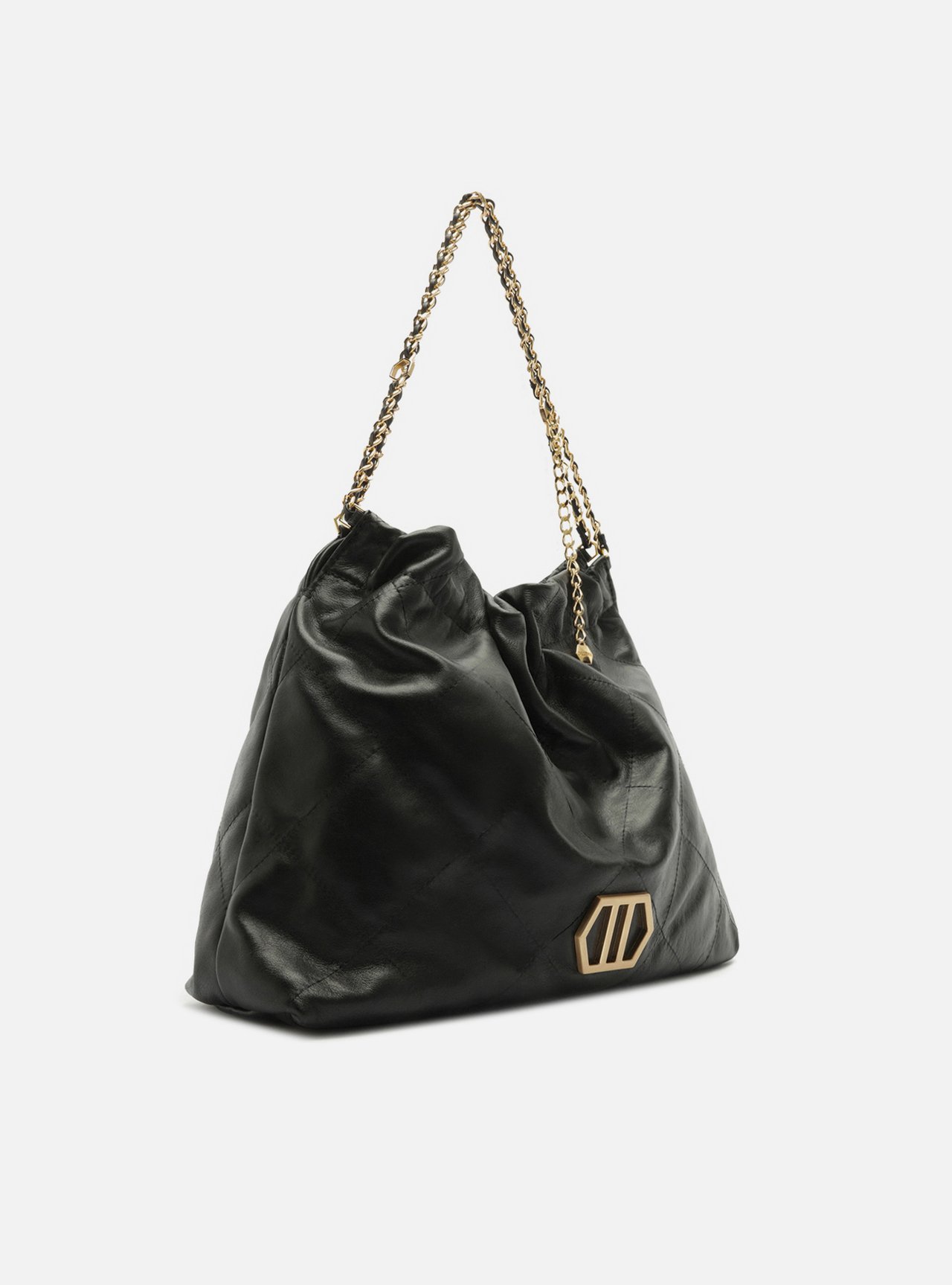 Bolsa Hobo Preta Couro Esther Grande — foto 5