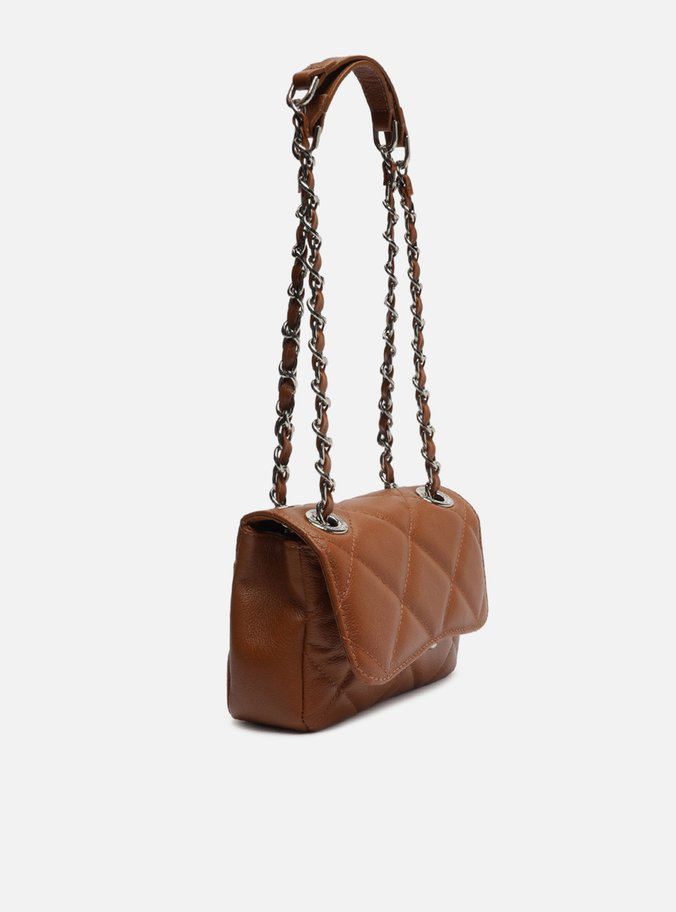 Bolsa Tiracolo Marrom Caramel Couro Mizz Pequena