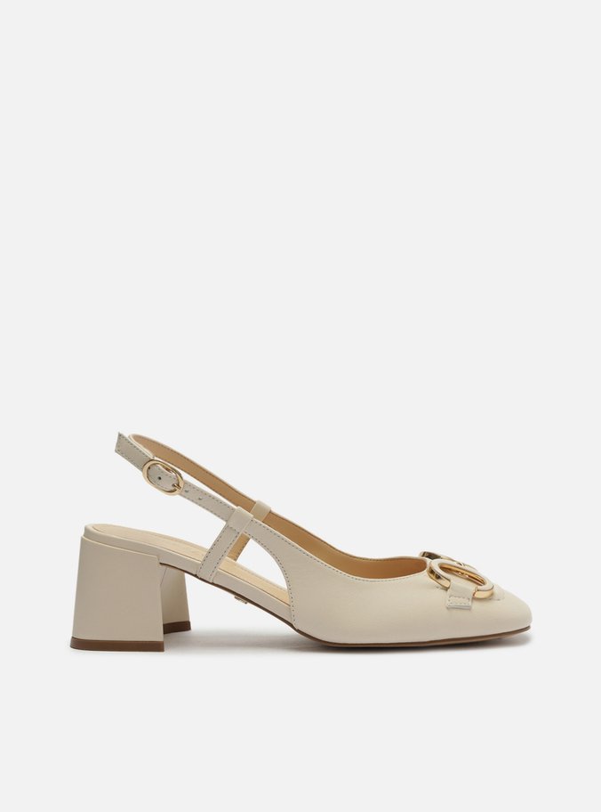 Scarpin Off-White Couro Slingback Bridão