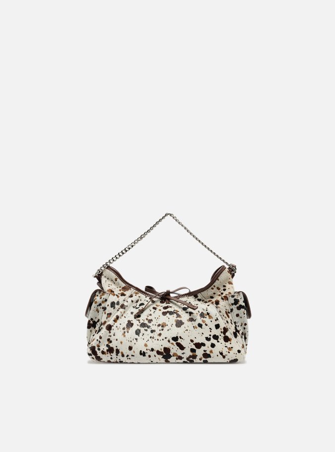 Bolsa Tiracolo Branca Pelo Cow Pequena Laço