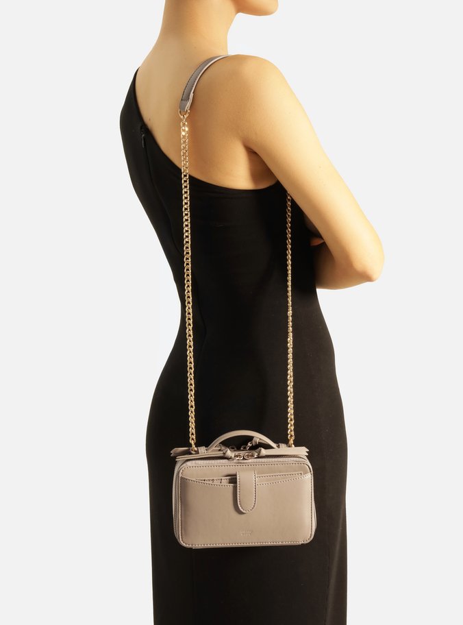 Bolsa Tiracolo Cinza Pequena Bolso Duplo