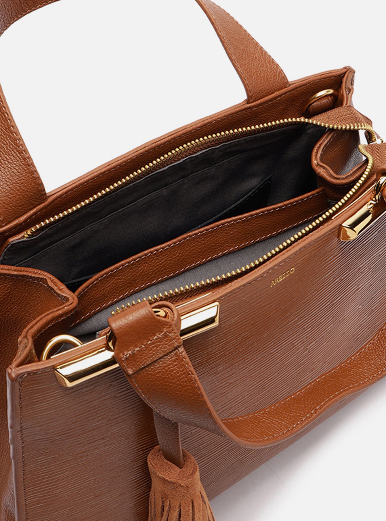 Bolsa Tote Marrom Couro Jeni Média — foto 4