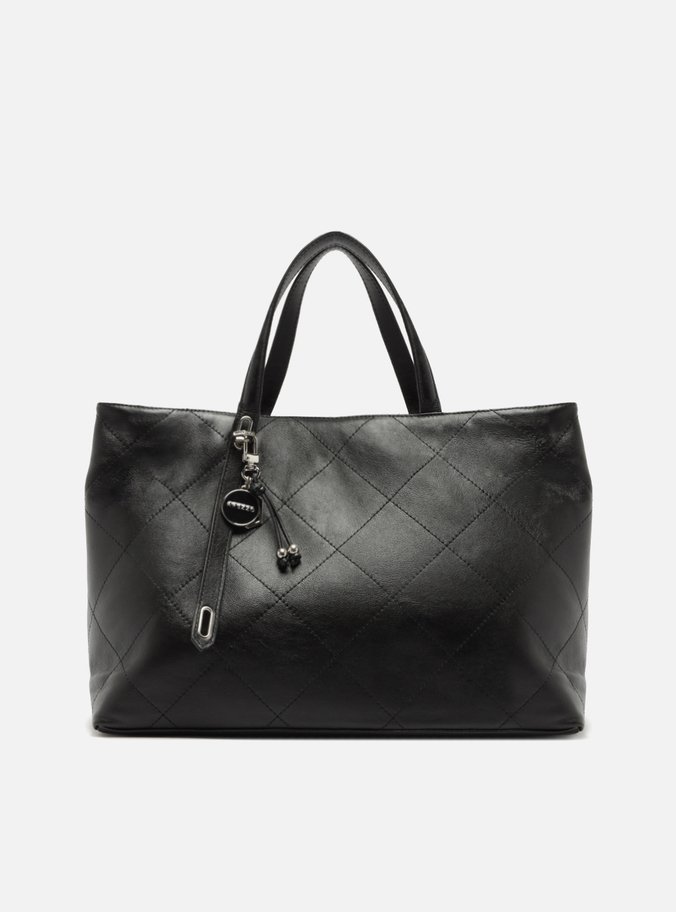 Bolsa Shopping Preta Couro Matelassê Grande Bag Charm