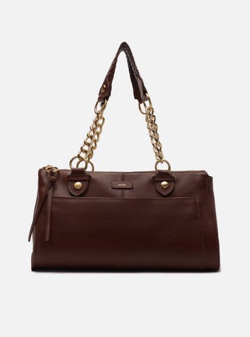Arezzo — Bolsa Tote Marrom Couro Grande Alças Bolso