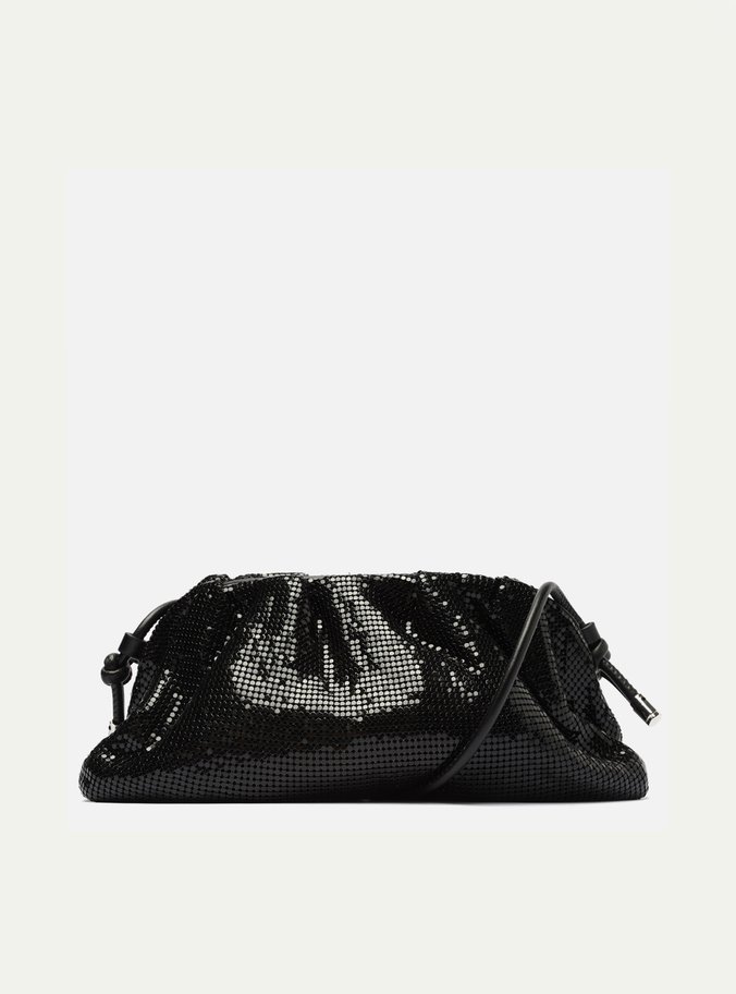Bolsa Tiracolo Preta Strass Metal Pequena 