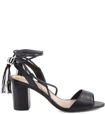Sandália Bloco Lace-up Preta
