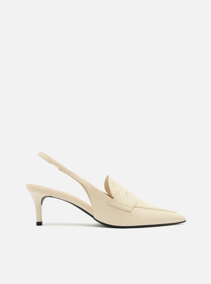 Scarpin Branco Verniz Salto Baixo Sling Back