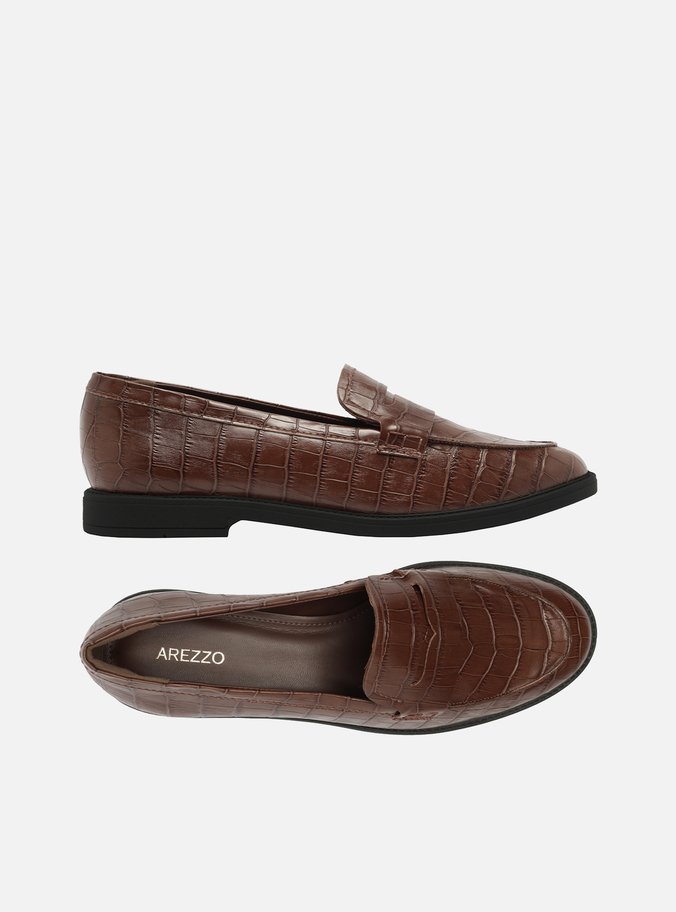 Mocassim Marrom Fechado Croco