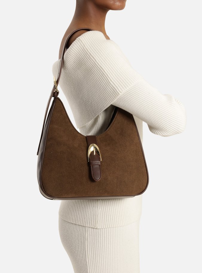 Bolsa Shoulder Marrom Camurça Média Fivela