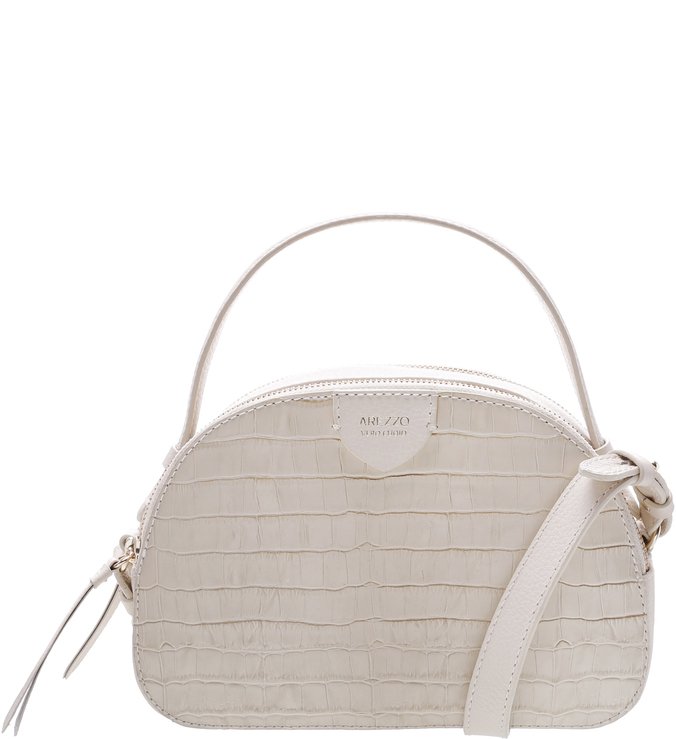 Bolsa Tiracolo Couro Croco Rafa Pequena Porcelana