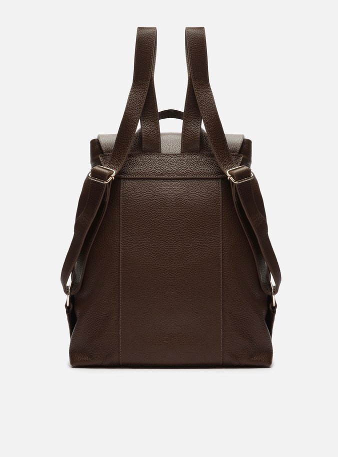 Mochila Marrom Intense Couro Grande Bolsos
