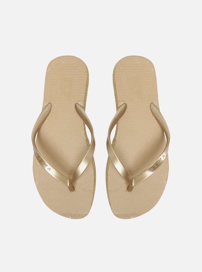 Chinelo de Dedo Dourado Brilho Flatform Brizza
